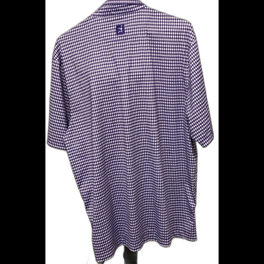 FootJoy Polo Shirt Men’s Size L Color Purple White Checkered Embroidered Golf - Picture 2 of 7